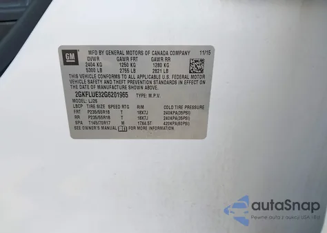 2016 GMC Terrain Slt z USA, uszkodzony, nr VIN 2GKFLUE32G6201965